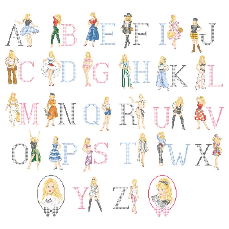 Le grand Alphabet 『Style BB』 (BBスタイル/ブリジット・バルドー) クロスステッチABC図案 VERONIQUE ENGINGER(ヴェロニク・アンジャンジェ)デザイン