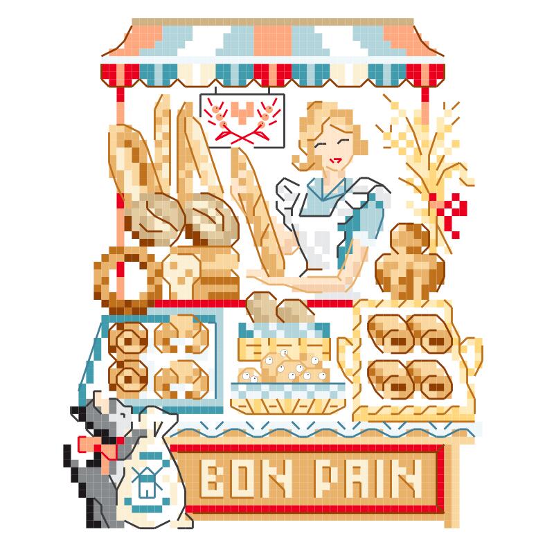 "La marchande de baguette"(パン屋さん) クロスステッチ図案 VERONIQUE ENGINGER(ヴェロニク・アンジャンジェ)デザイン