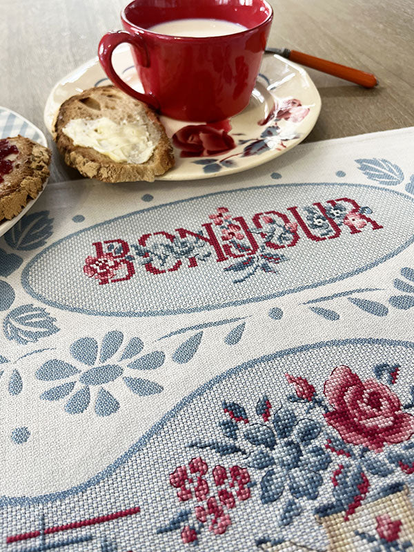 【Latest Design】“Bonjour” Torchon Kit Cross Stitch Kit designed by Véronique Enginger