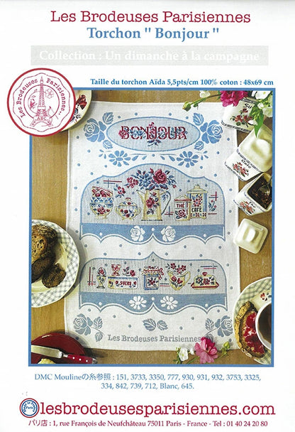 【Latest Design】“Bonjour” Torchon Kit Cross Stitch Kit designed by Véronique Enginger