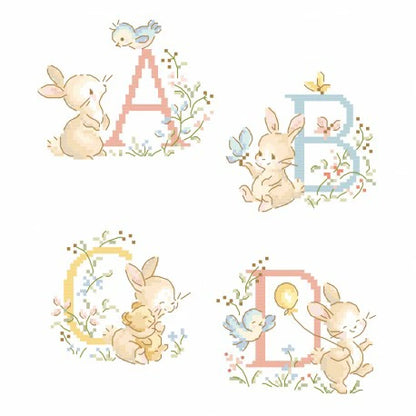 “Le grand ABC Lapinous” (Rabbit Alphabet) ABC pattern collection / alphabet cross-stitch chart book