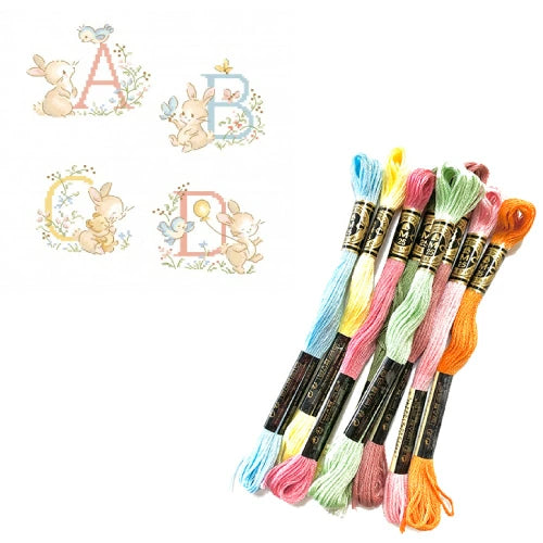 “Le grand ABC Lapinous” (Rabbit Alphabet) ABC pattern collection / alphabet cross-stitch chart book