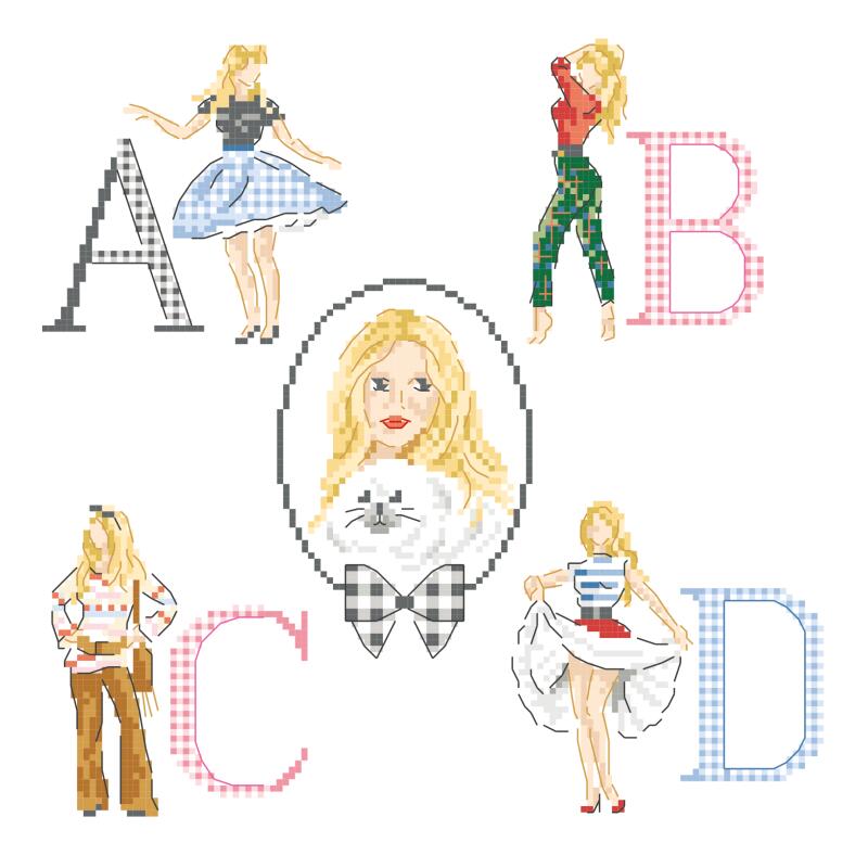 Le grand Alphabet 『Style BB』 (BBスタイル/ブリジット・バルドー) クロスステッチABC図案 VERONIQUE ENGINGER(ヴェロニク・アンジャンジェ)デザイン