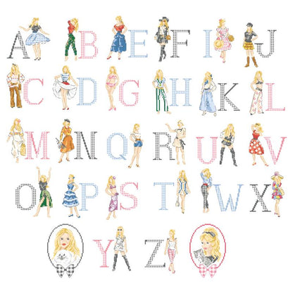 Le grand Alphabet 『Style BB』 (BBスタイル/ブリジット・バルドー) クロスステッチABC図案 VERONIQUE ENGINGER(ヴェロニク・アンジャンジェ)デザイン