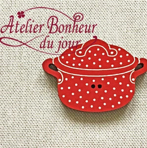 Wooden Polka Dot Cooking Pot Button (Rouge) (3.1 cm)