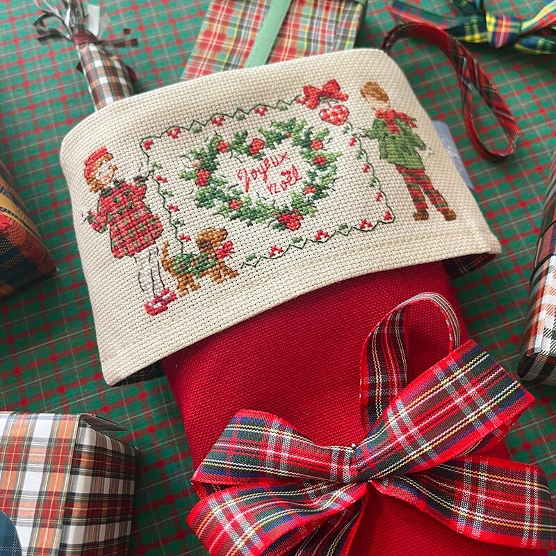 La botte ”Noël écossais”(スコットランドのクリスマスブーツ) クリスマス飾りクロスステッチキット VERONIQUE ENGINGER(ヴェロニク・アンジャンジェ)デザイン クロスステッチキット