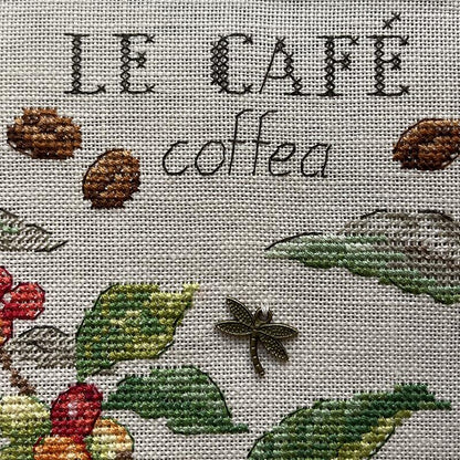 "Étude aux Cafe" (コーヒーの研究) 壁掛け お花 果物 シリーズ VERONIQUE ENGINGER(ヴェロニク・アンジャンジェ)デザイン クロスステッチキット