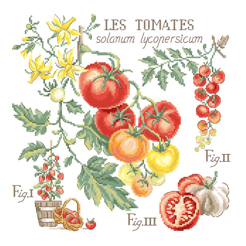 "Etude aux Tomates" (トマトのエチュード) 壁掛け 野菜 シリーズ VERONIQUE ENGINGER(ヴェロニク・アンジャンジェ)デザイン クロスステッチキット