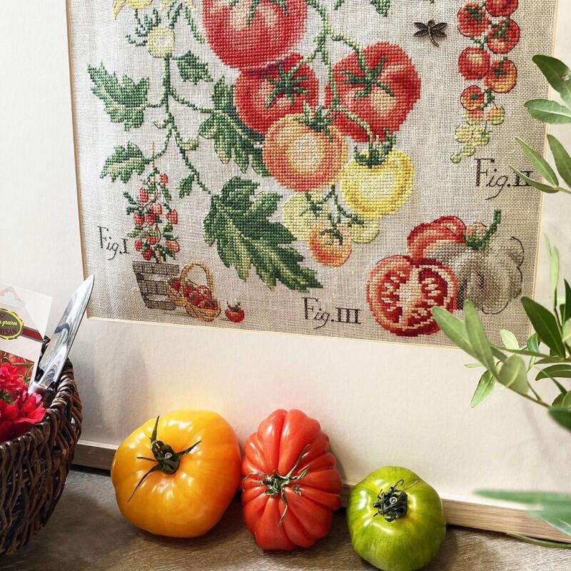 "Etude aux Tomates" (トマトのエチュード) 壁掛け 野菜 シリーズ VERONIQUE ENGINGER(ヴェロニク・アンジャンジェ)デザイン クロスステッチキット