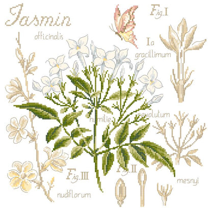 "Étude au jasmin" (ジャスミンの研究) 壁掛け お花 シリーズ VERONIQUE ENGINGER(ヴェロニク・アンジャンジェ)デザイン クロスステッチキット