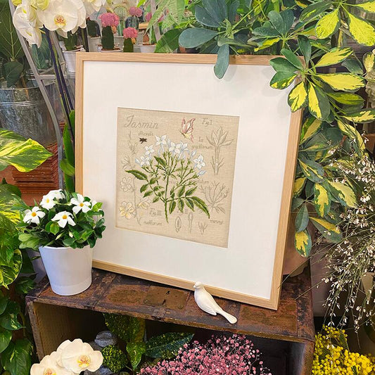 “Étude au Jasmin” (Study of Jasmine) Wall Hanging • Floral Series Designed by Véronique Enginger Cross Stitch Kit

