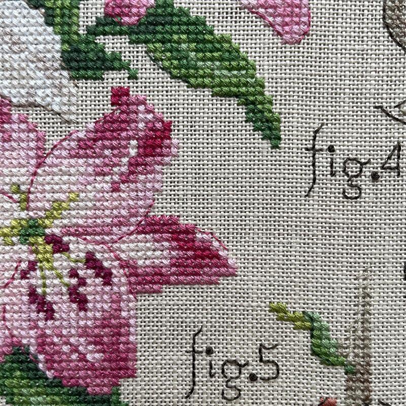 “Étude aux Lys” (Study of Lilies) Wall Hanging Floral Series Cross Stitch Kit designed by Véronique Enginger