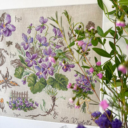 "Étude à la violette" (スミレの研究) 壁掛け お花 シリーズ VERONIQUE ENGINGER(ヴェロニク・アンジャンジェ)デザイン クロスステッチキット