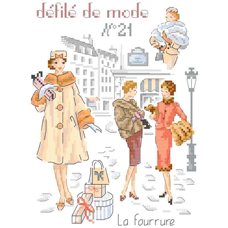 【Define de mode No.21 "La fourrure"】モード21(毛皮・ファー) クロスステッチ図案 VERONIQUE ENGINGER(ヴェロニク・アンジャンジェ)デザイン