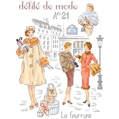 【Define de mode No.21 "La fourrure"】モード21(毛皮・ファー) クロスステッチ図案 VERONIQUE ENGINGER(ヴェロニク・アンジャンジェ)デザイン