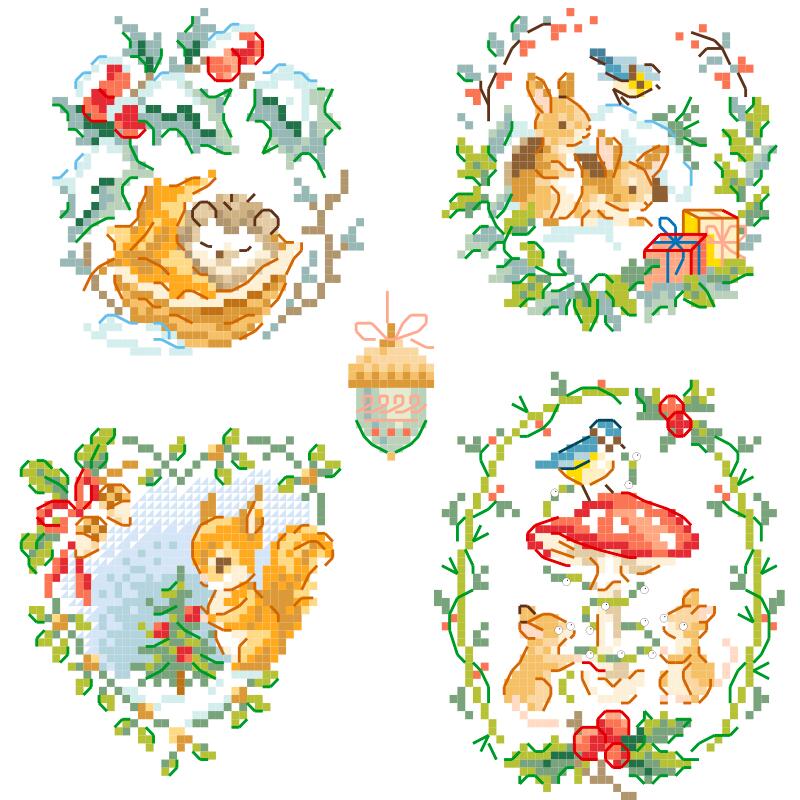 The great story"Noel en foret"(森のクリスマスの物語) VERONIQUE ENGINGER(ヴェロニク・アンジャンジェ)デザイン クロスステッチ図案集