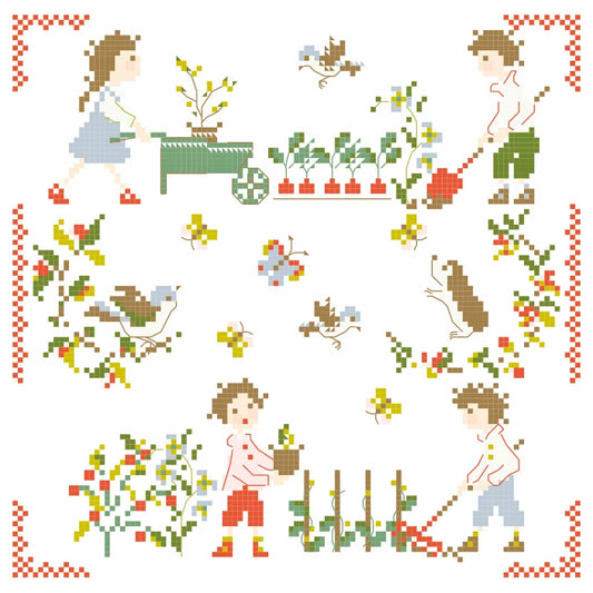 "Jeunes pousses"(若芽) クロスステッチ図案 PERRETTE SAMOUILOFF(ペレッテ・サモイロフ)デザイン