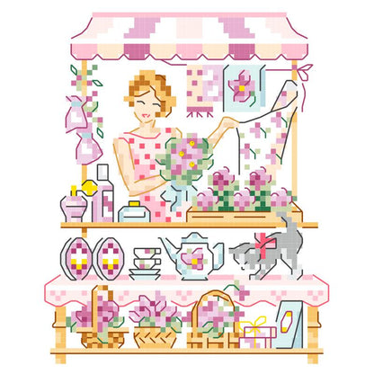 "La marchande de Violettes"(スミレのお花屋さん) クロスステッチ図案 VERONIQUE ENGINGER(ヴェロニク・アンジャンジェ)デザイン