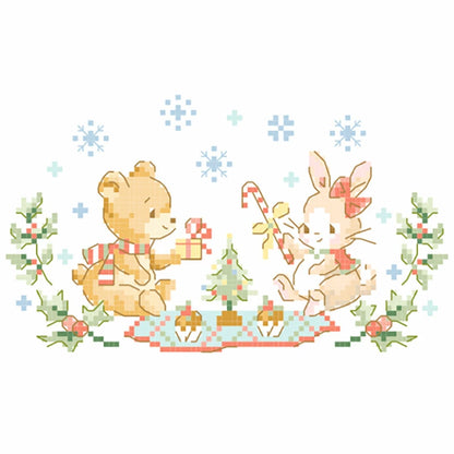 "Le pique-nique de Noël"(クリスマスのピクニック) クロスステッチ図案 VERONIQUE ENGINGER(ヴェロニク・アンジャンジェ)デザイン