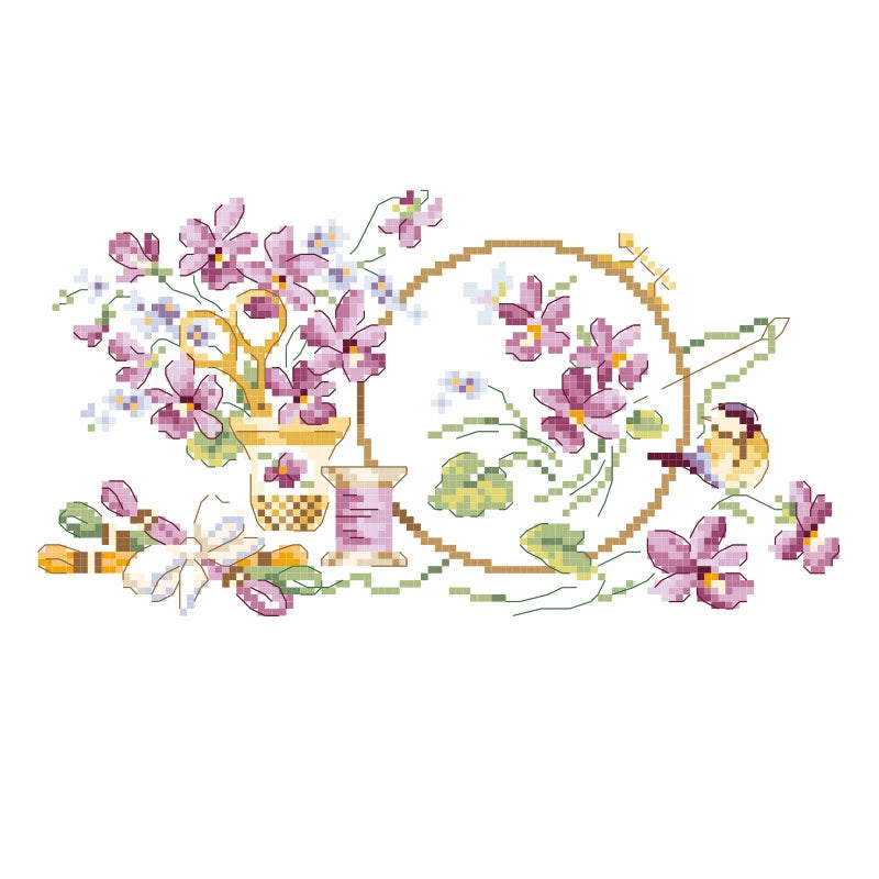 "Le temps des violette"(スミレの季節) クロスステッチ図案 VERONIQUE ENGINGER(ヴェロニク・アンジャンジェ)デザイン