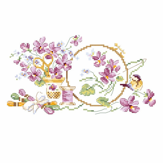 "Le temps des violette"(スミレの季節) クロスステッチ図案 VERONIQUE ENGINGER(ヴェロニク・アンジャンジェ)デザイン