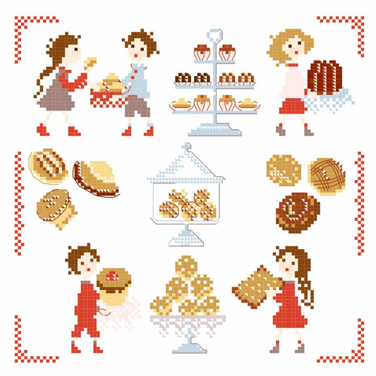 "Petits biscuits"(ちいさなビスケット) クロスステッチ図案 PERRETTE SAMOUILOFF(ペレッテ・サモイロフ)デザイン