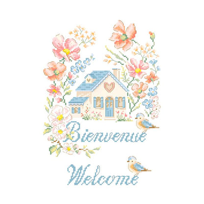 "Bienvenue" (ようこそ) 壁掛け ペンダントライト VERONIQUE ENGINGER(ヴェロニク・アンジャンジェ)デザイン クロスステッチキット