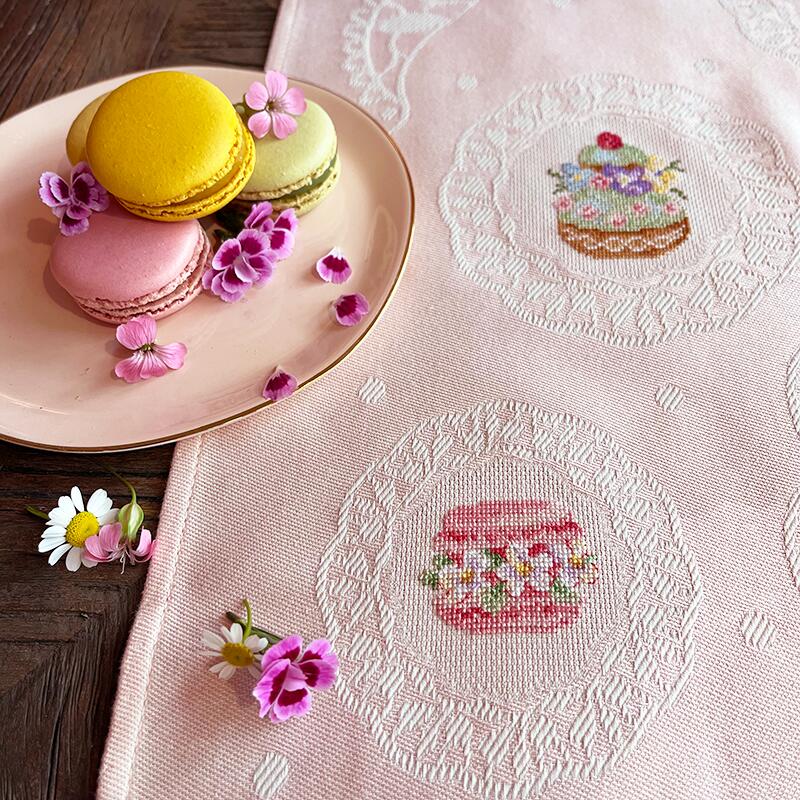 ”Rose thé tea towel”(ローズ ティータオル) トルションキット VERONIQUE ENGINGER(ヴェロニク・アンジャンジェ)デザイン クロスステッチキット
