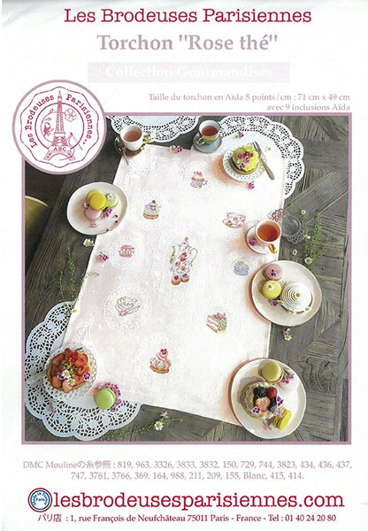 ”Rose thé tea towel”(ローズ ティータオル) トルションキット VERONIQUE ENGINGER(ヴェロニク・アンジャンジェ)デザイン クロスステッチキット
